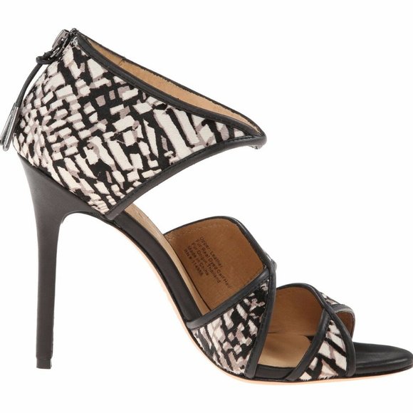 L.A.M.B. Waren Printed Calf Hair Leather Open Toe Strappy Heel Sandal - Picture 6 of 12